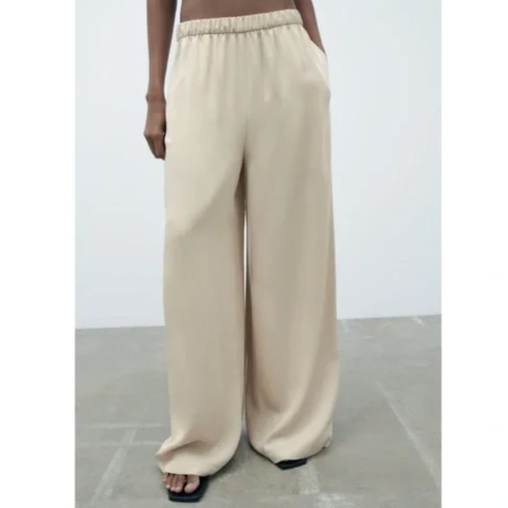 NWT Zara fluid pants beige - Picture 3 of 7